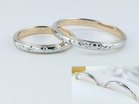 花模様のマリッジリング　T様 素材：Pt900,K18 プラチナとゴールドのコンビで、プラチナ部分の模様ははタガネによる和彫りです。 静岡県のお客様